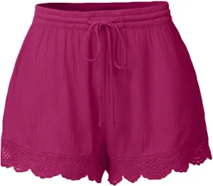Womens Casual Shorts Drawstring Elastic Waist Summer Beach Shorts Quick-Dry Running Shorts