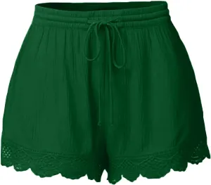 Womens Casual Shorts Drawstring Elastic Waist Summer Beach Shorts Quick-Dry Running Shorts