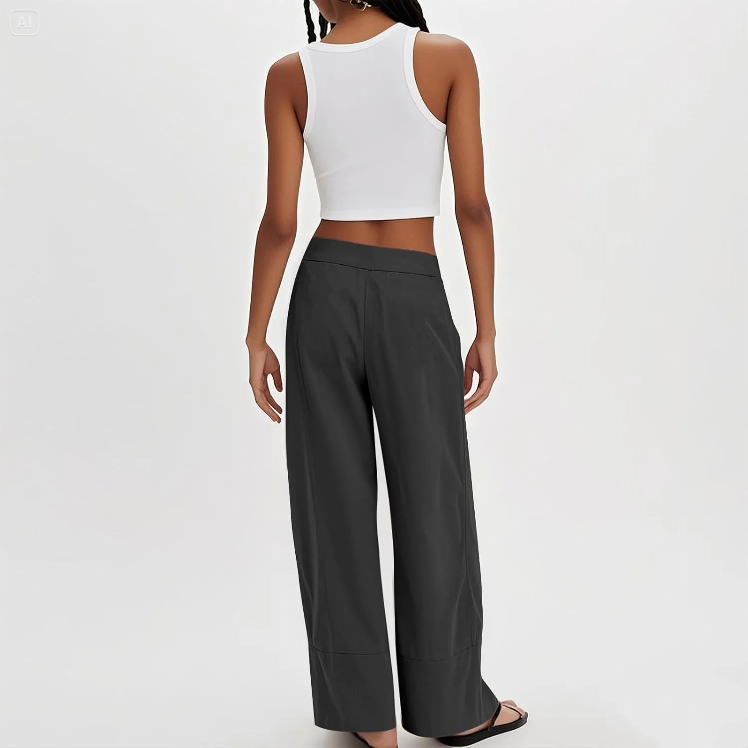 Women's Cotton Linen Palazzo Pants Summer Baggy Casual Wide Leg Pants High Waisted Flowy Lounge Trousers with Pockets
