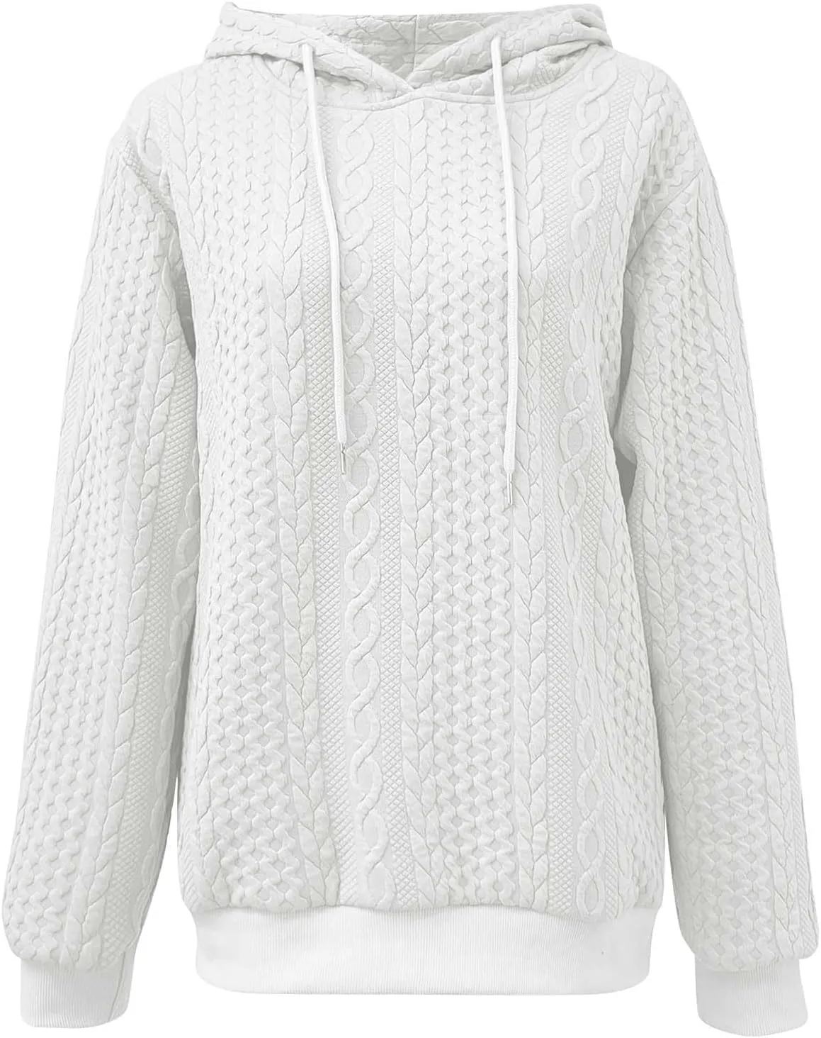 Womens Essentials Hoodie Oversized Cable Knit Hoodies Casual Long Sleeve Drawstring Pullover Sweater Fall Outfits 2024