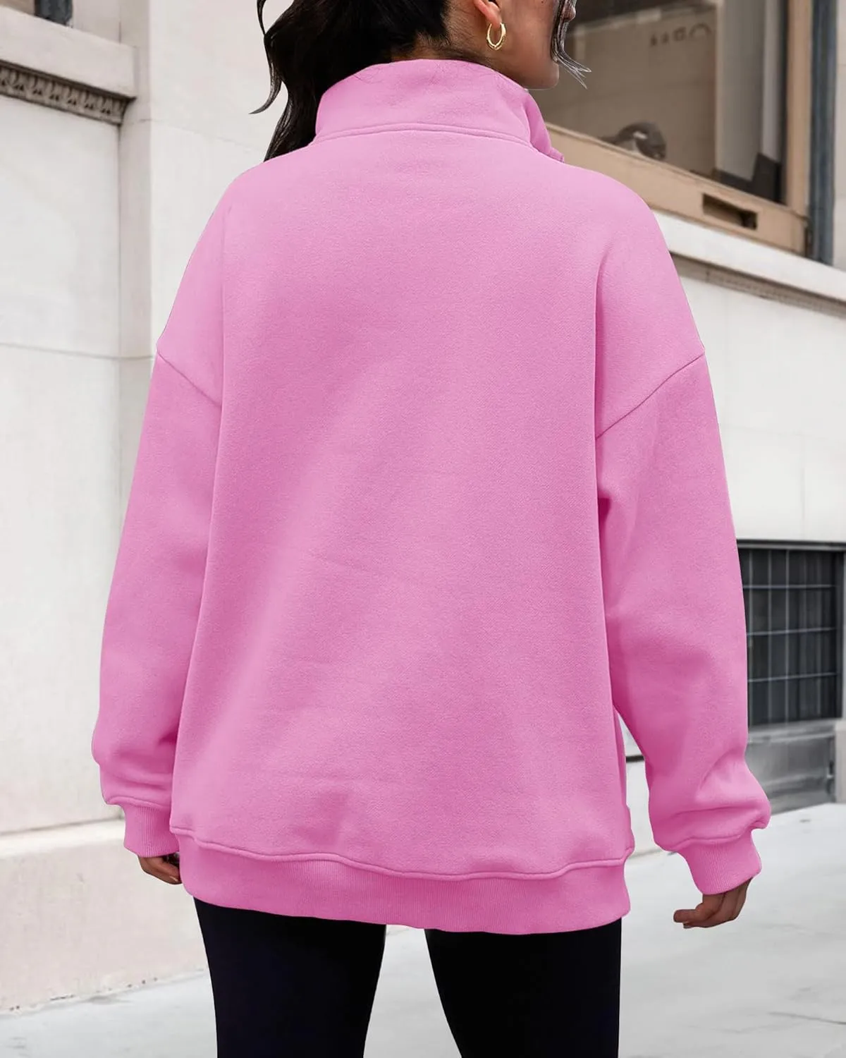 Women's Half Zip Oversized Sweatshirts Fleece Pullover Long Sleeve Hoodies Casual with Pockerts Fall winter