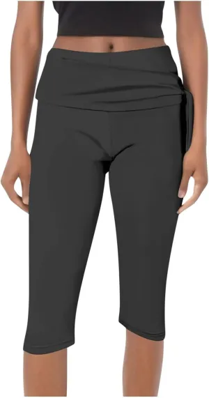 Women's Knee Length Capri Leggings High Waisted Exercise Summer Yoga Workout Capris Pants Casual Cropped Trousers