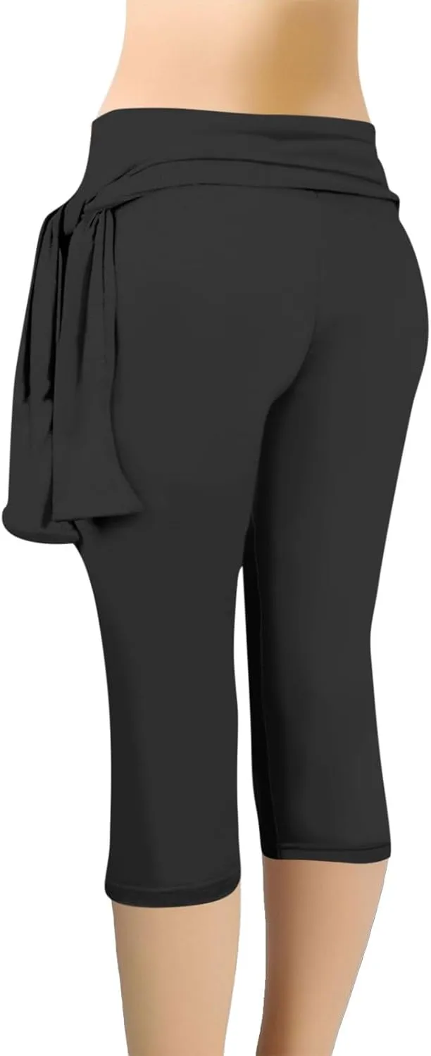 Women's Knee Length Capri Leggings High Waisted Exercise Summer Yoga Workout Capris Pants Casual Cropped Trousers