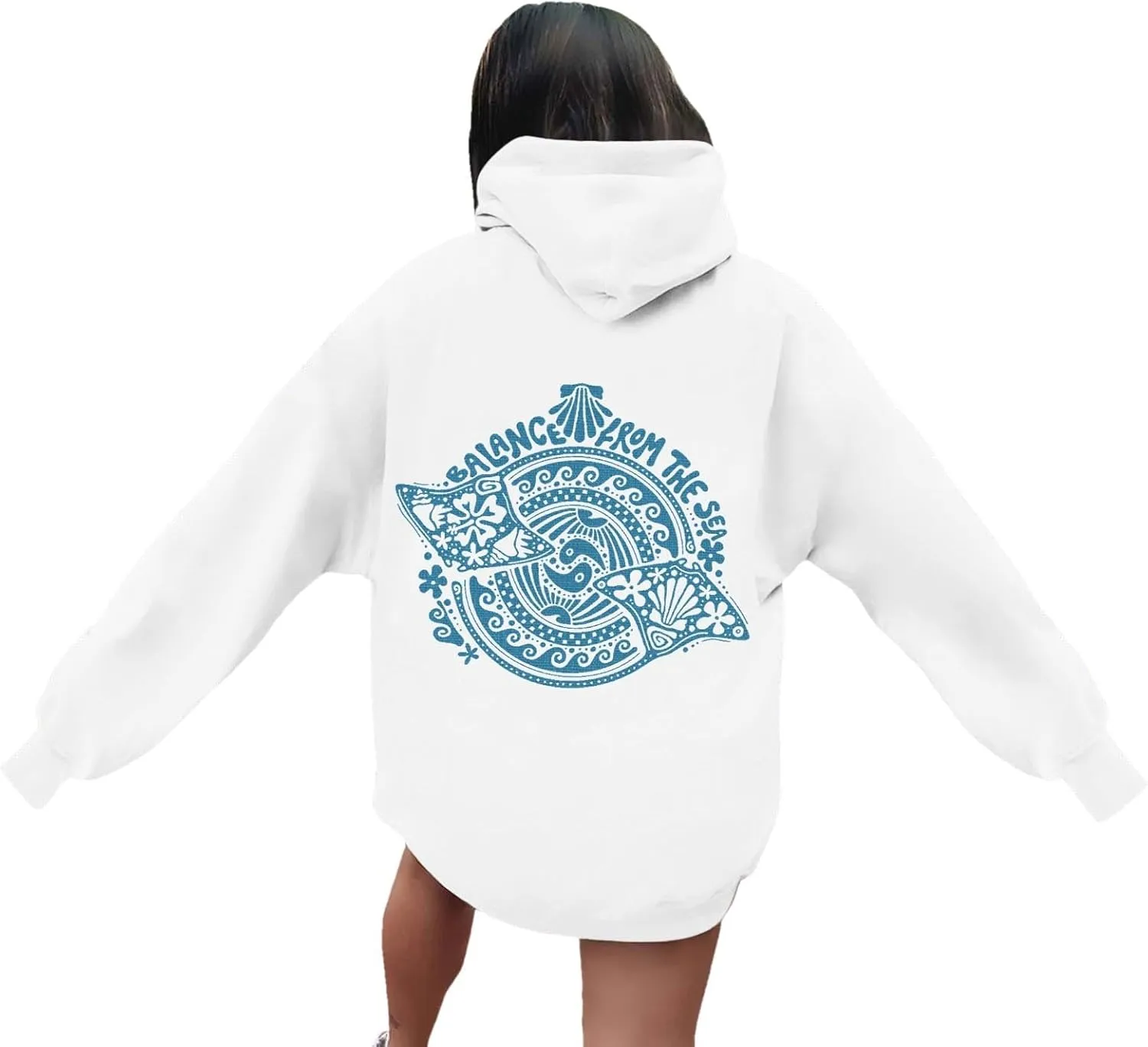 Women's Oversized Sweatshirt Graphic Hoodies Casual Long Sleeve Loose Pullover Tops with Pocket