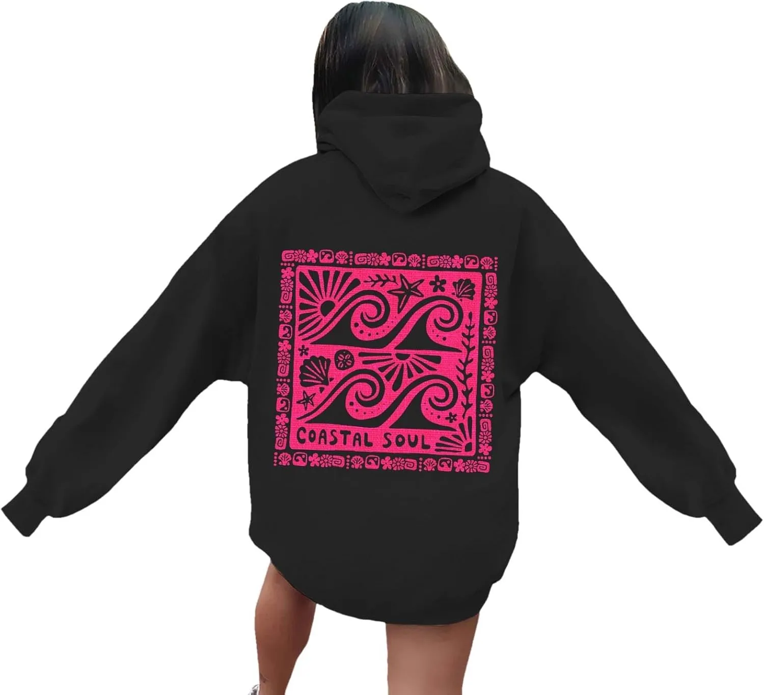 Women's Oversized Sweatshirt Graphic Hoodies Casual Long Sleeve Loose Pullover Tops with Pocket
