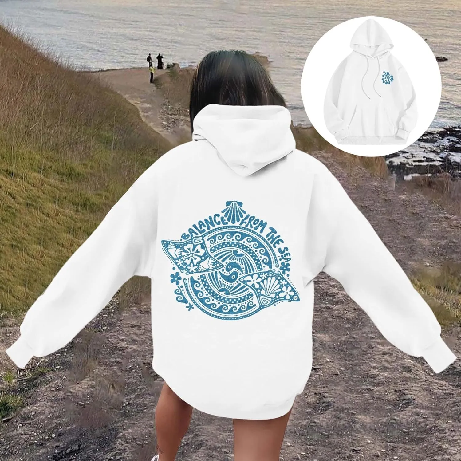Women's Oversized Sweatshirt Graphic Hoodies Casual Long Sleeve Loose Pullover Tops with Pocket