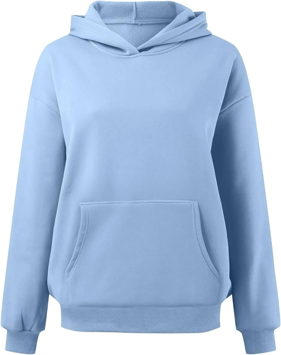 Women's Oversized Sweatshirts Casual Long Sleeve Solid Color Fleece Pullover Hoodies Loose Fall Hooded Sweatshirts