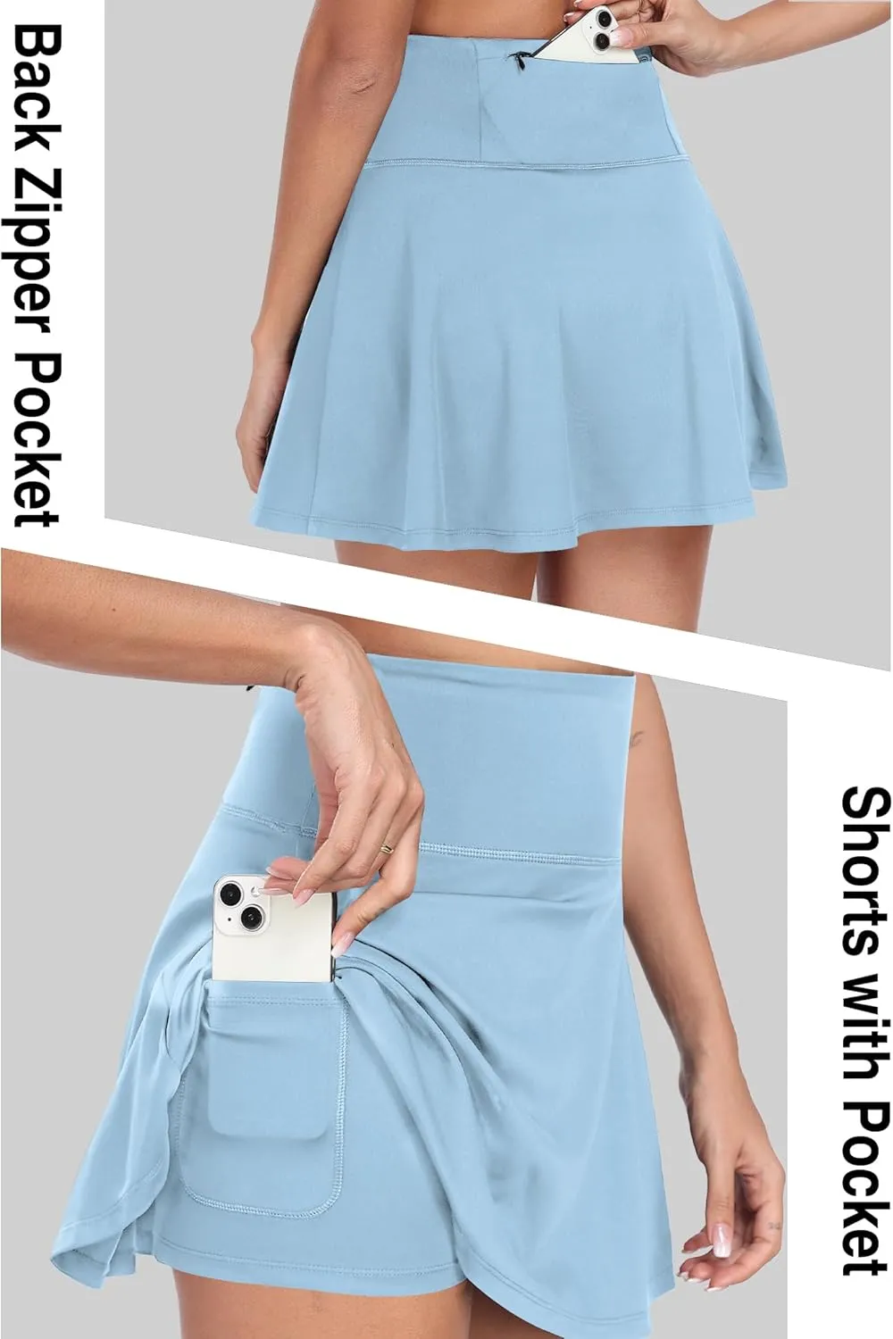 Womens Pleated Tennis Skirt with Shorts Underneath High Waisted Ruffle Athletic Golf Skorts for Running Workout QYY24027