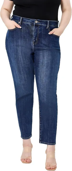 Women's Plus Size Jeans High Rise Skinny Stretchy Jean with Pockets Tummy Control Denim Pants Trendy