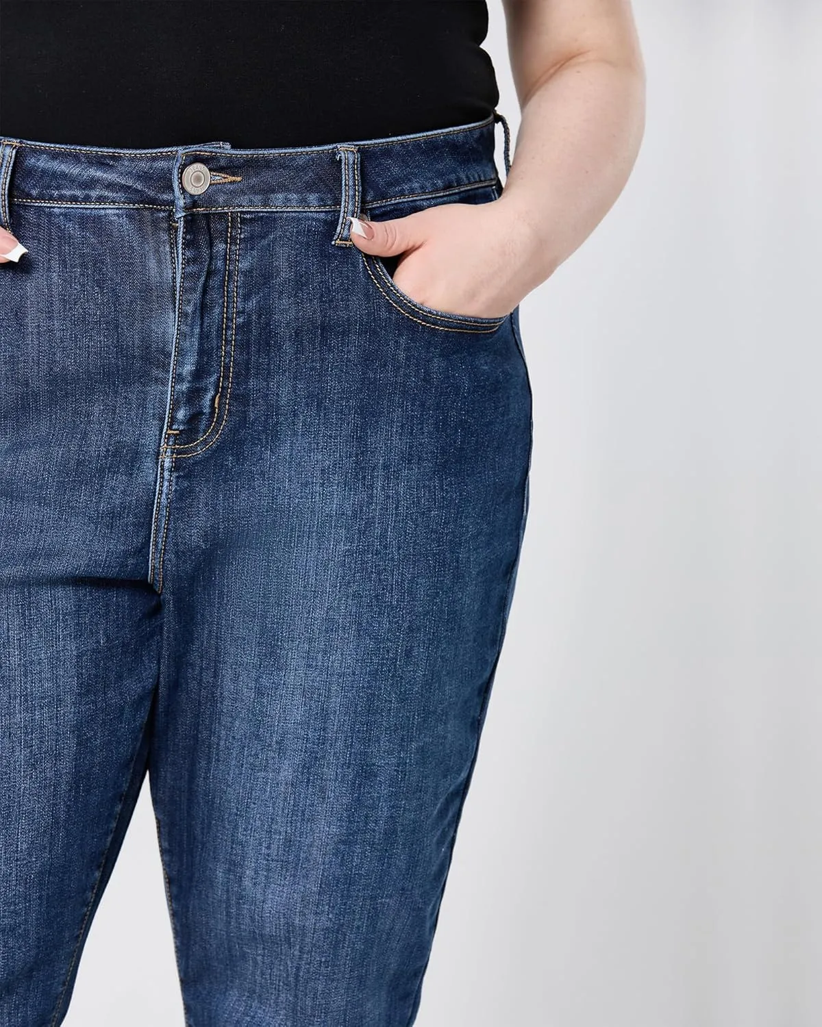 Women's Plus Size Jeans High Rise Skinny Stretchy Jean with Pockets Tummy Control Denim Pants Trendy