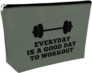 Workout Gift for Women Makeup Bag Weightlifting Fitness Gift Trainer Bodybuilding Gift Dumbbell Cosmetic Bag Inspirational Gift for Sister Friends Christmas Birthday Gift for Athletic CoachGray