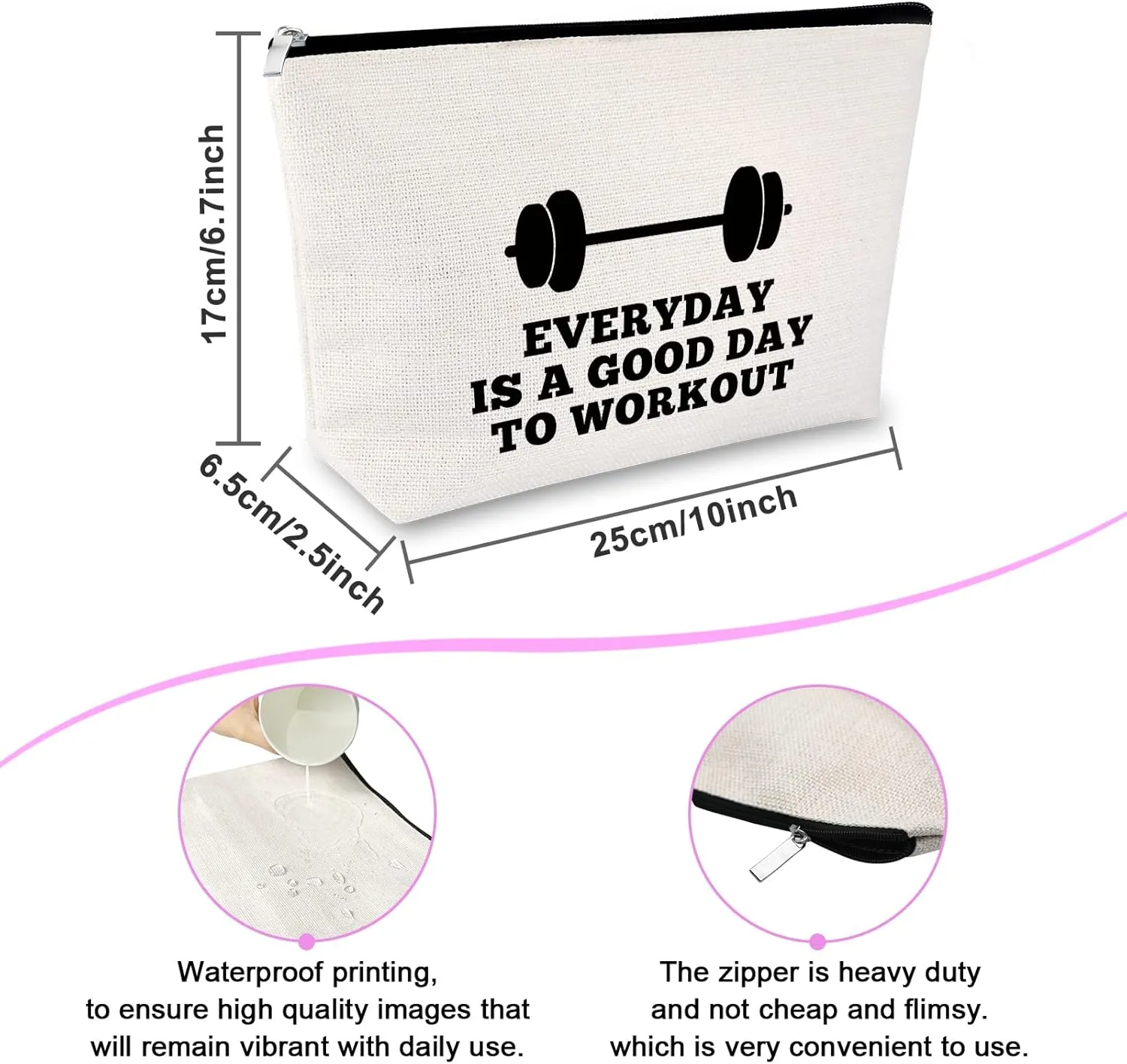 Workout Gift for Women Makeup Bag Weightlifting Fitness Gift Trainer Bodybuilding Gift Dumbbell Gift Inspirational Gift for Sister Friends Christmas Birthday Gift for Athletic Coach Cosmetic Bag
