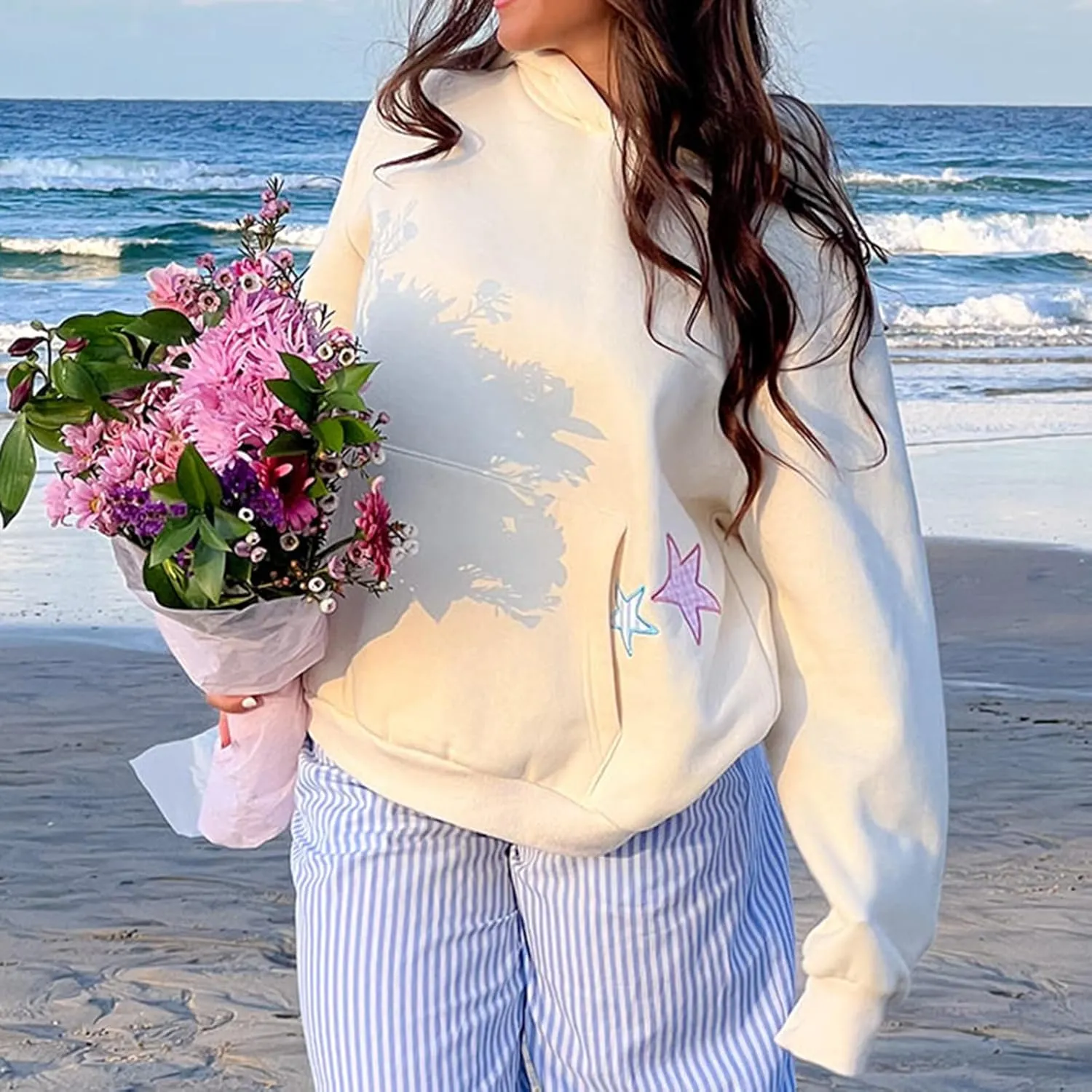 Y2k Hoodies Teen Girls Oversized Graphic Sweatshirt Women Pullover Tops Cute Embroidery Preppy Aesthetic Shirts