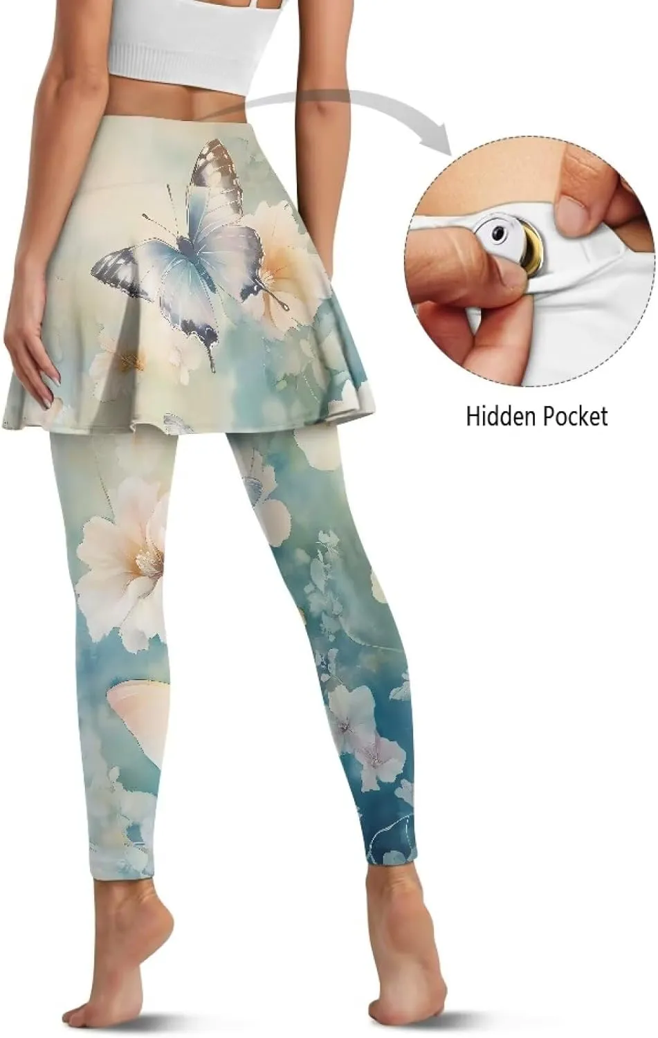 YEXIATODO Women Tennis Skirted Leggings with Pockets Yoga Leggings with Skirts Tennis Pickleball Clothing XS-3XL