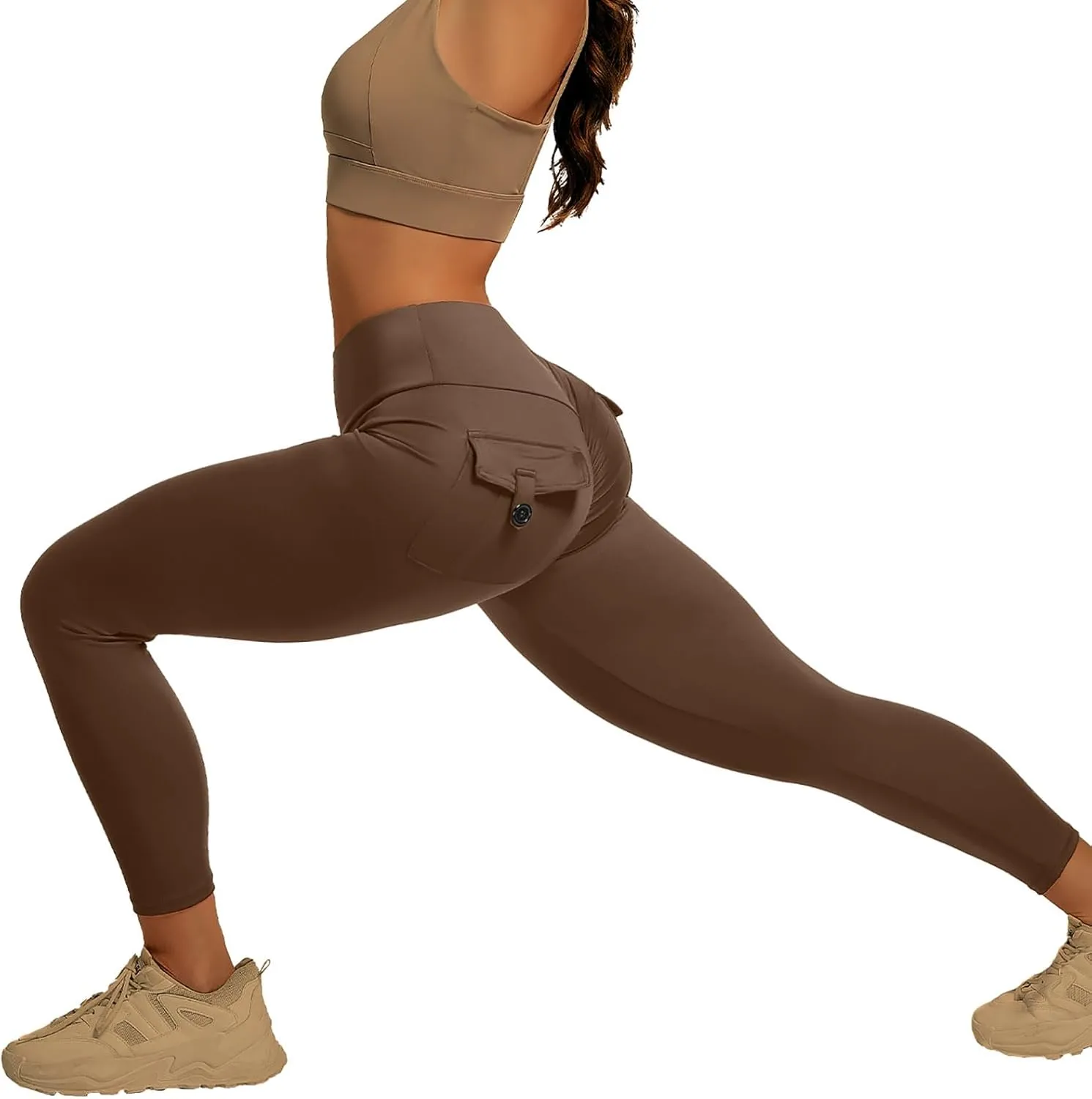 YOAKUKA Leggings with Pockets for Women Charm Tummy Control High Waist Leggings Compression Workout Gym Yoga Pants