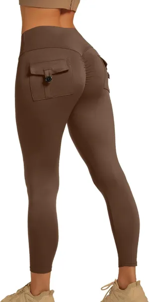YOAKUKA Leggings with Pockets for Women Charm Tummy Control High Waist Leggings Compression Workout Gym Yoga Pants
