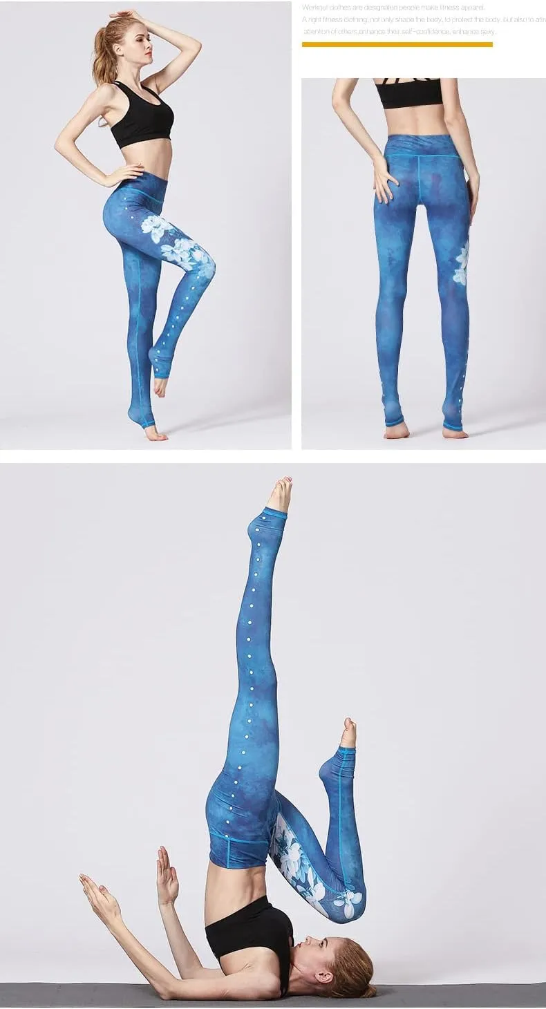 Yoga Clothes Women's Tight high Waist Hip-Lifting Foot-Stepping Trousers Sports Fitness Dance Printed Yoga Pants