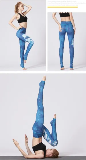 Yoga Clothes Women's Tight high Waist Hip-Lifting Foot-Stepping Trousers Sports Fitness Dance Printed Yoga Pants