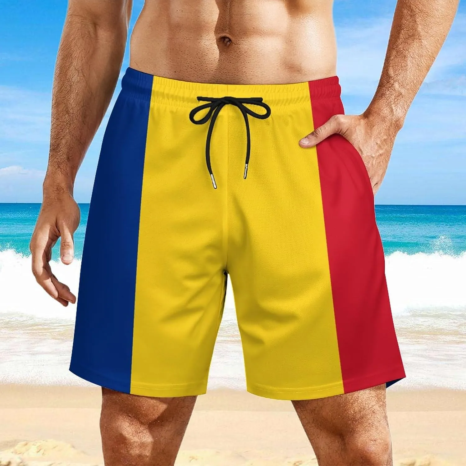 Zakqeik Palestine Flag Mens Swim Trunks Quick Dry Swim Shorts with Pockets Funny Beach Shorts