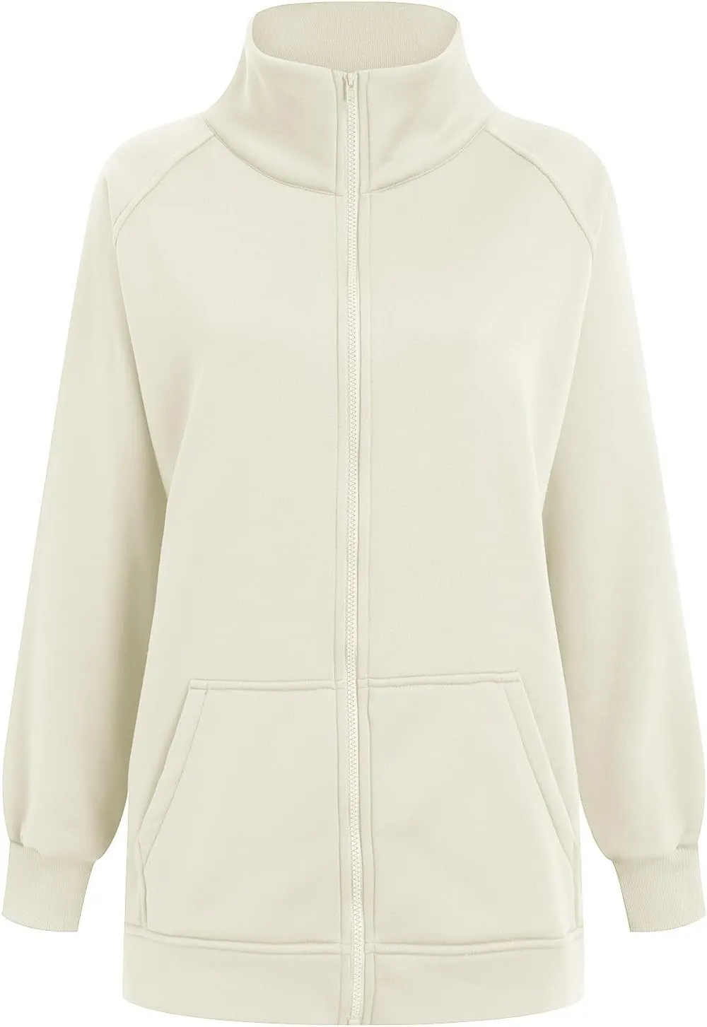 Zip Up Hoodie Women Hoodless Sweatshirts Oversized Sweater with Pocket Long Sleeve Full Placket Pullover