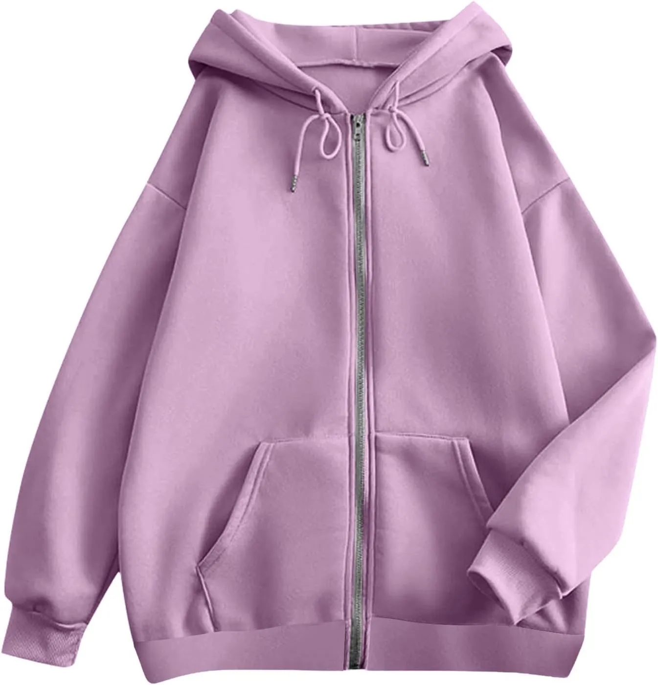 Zip Up Hoodie Women Long Sleeve Oversized Sweatshirt for Women Y2k Jacket with Pockets Fall Clothes 2024
