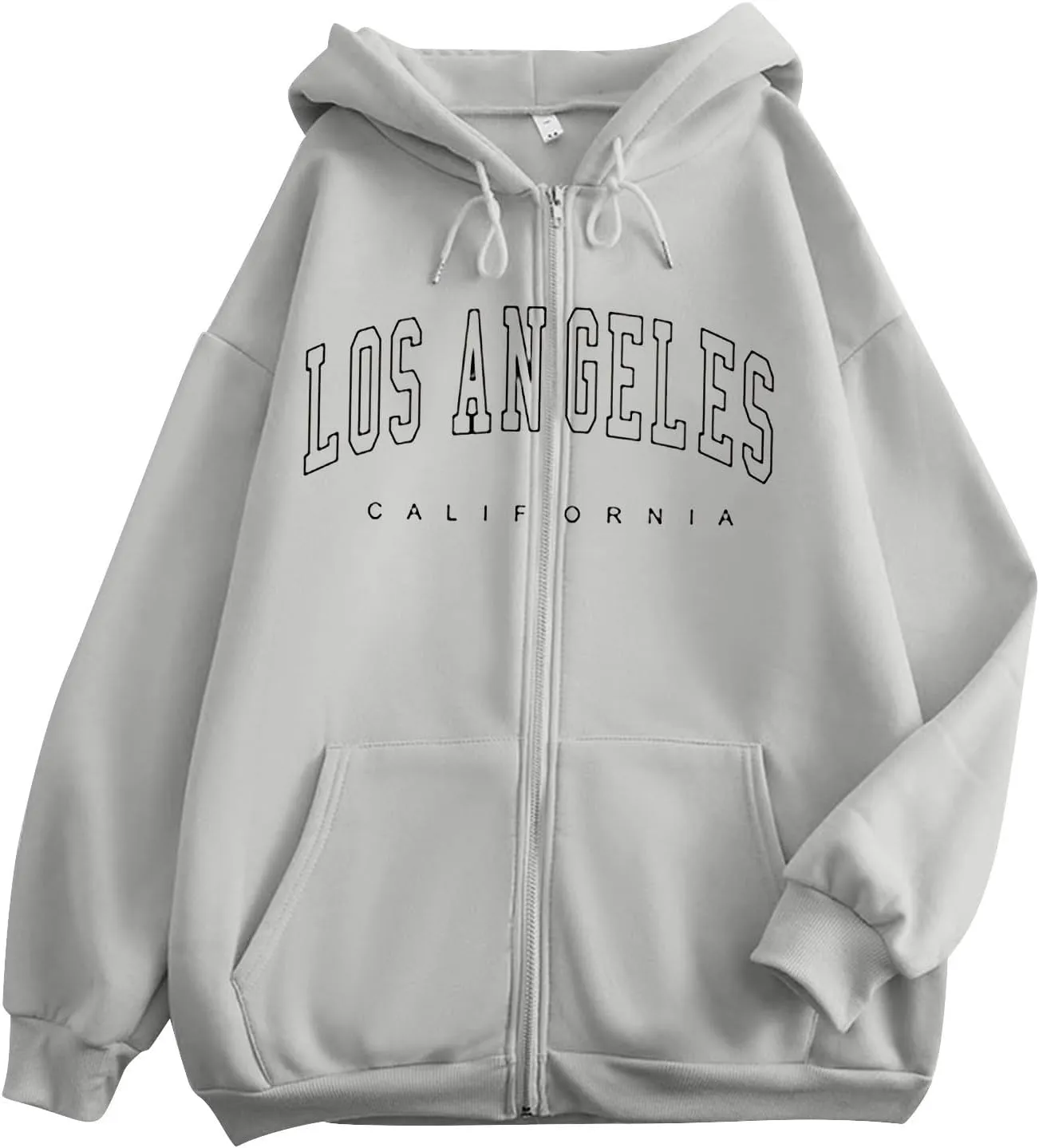 Zip Up Hoodies for Women Letter Print Long Sleeve Hooded Sweatshirts 2024 Trendy Girls Casual Hoodie Oversized Jacket
